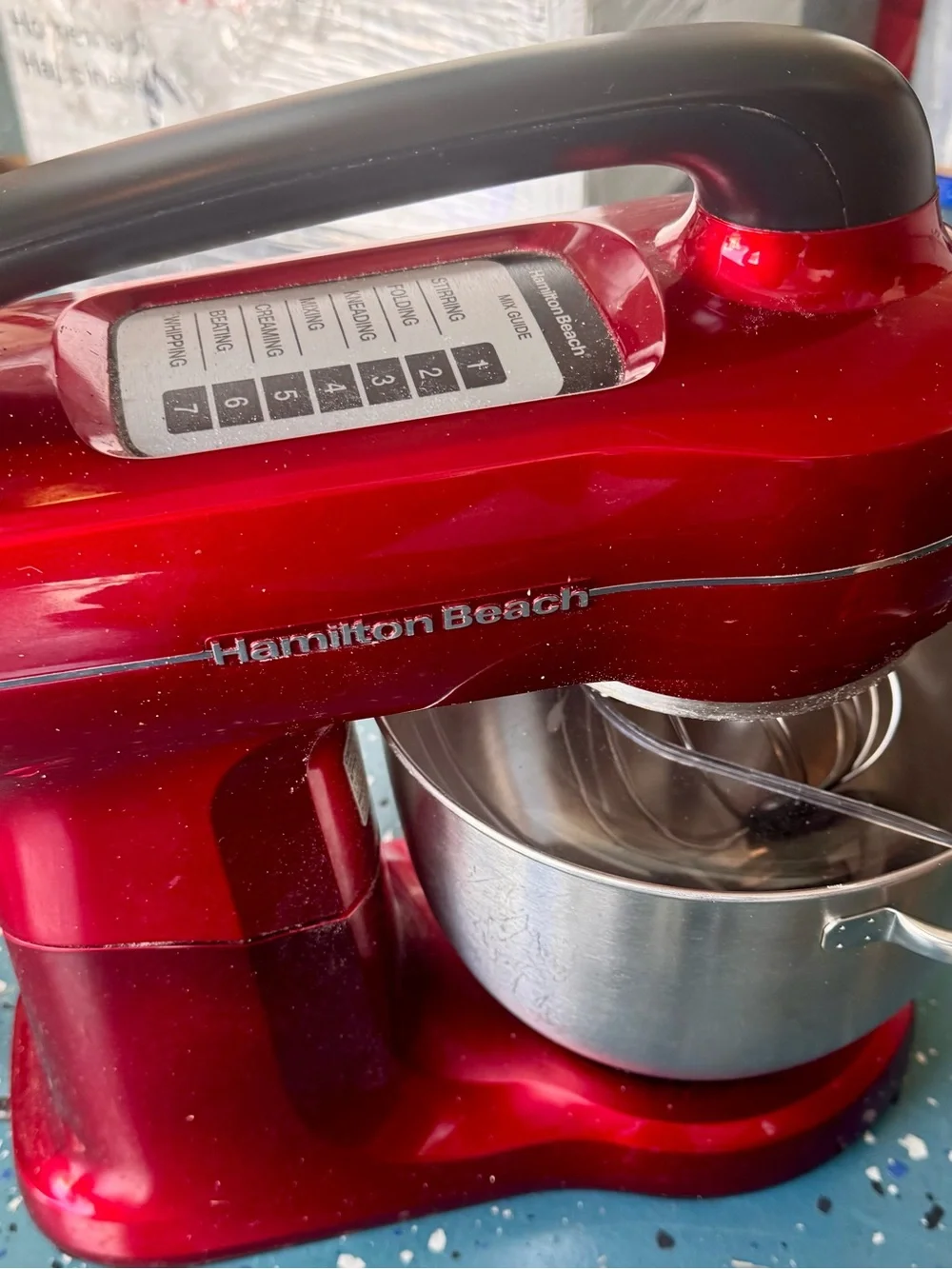 Hamilton Beach Glossy Red Stand Mixer with Stainless Bowl
